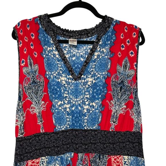 BILA Americana Bandana Print Handkerchief Hem V-Neck Boho Maxi Dress Size (XXL) - Picture 4 of 15